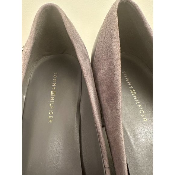 Tommy Hilfiger Genesis Gray Suede Pump Block Heel Round Toe Chunky Size 9.5 - Picture 9 of 13